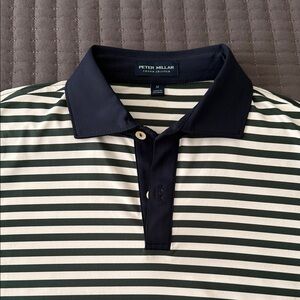 Peter Millar Black and White Striped Polo Shirt